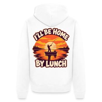 Bis Mittag bin ich zu Hause - Unisex Premium Bio Zip Hoodie - Weiß - Hinten - Thijin (182cm)