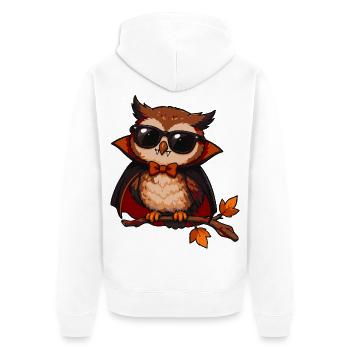 Sonnenbrillen-Eule im Cape - Unisex Premium Bio Zip Hoodie - Weiß - Hinten - Thijin (182cm)