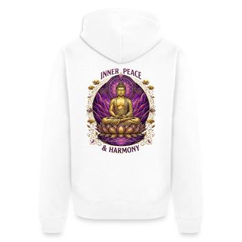 Buddha innerer Frieden und Harmonie - Unisex Premium Bio Zip Hoodie - Weiß - Hinten - Thijin (182cm)