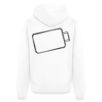 Batterie handgezeichnet - Unisex Premium Bio Zip Hoodie - Weiß - Hinten - Thijin (182cm)