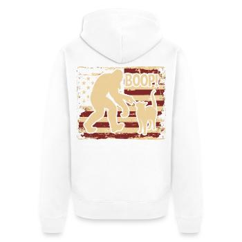 American Flag Bigfoot Yeti Boop The Snoot Cat Humo - Unisex Premium Bio Zip Hoodie - Weiß - Hinten - Thijin (182cm)