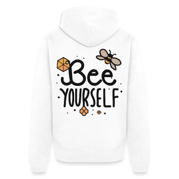 Biene dich selbst - Unisex Premium Bio Zip Hoodie - Weiß - Hinten - Thijin (182cm)