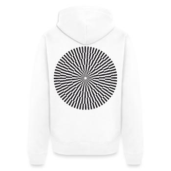 Radiales Pulsmuster - Unisex Premium Bio Zip Hoodie - Weiß - Hinten - Thijin (182cm)