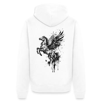 Pegasus Tintenspritzer Griechische Mythologie Kunst - Unisex Premium Bio Zip Hoodie - Weiß - Hinten - Thijin (182cm)