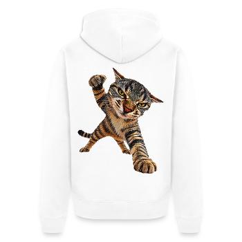 Katze - Unisex Premium Bio Zip Hoodie - Weiß - Hinten - Thijin (182cm)