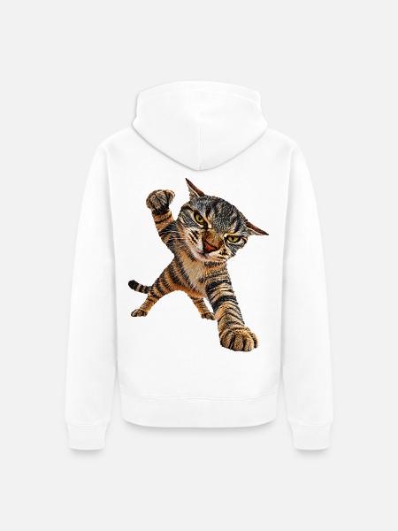 Katze - Unisex Premium Bio Zip Hoodie - Weiß