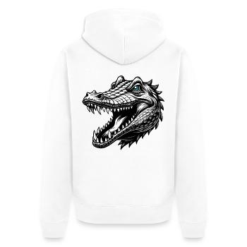 Krokodil - Unisex Premium Bio Zip Hoodie - Weiß - Hinten - Thijin (182cm)