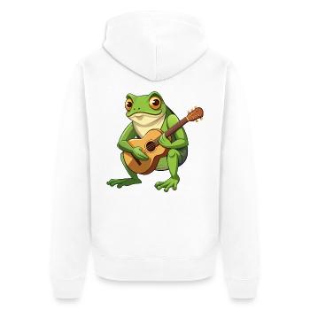 Froschkröte spielt akustische Gitarre - Unisex Premium Bio Zip Hoodie - Weiß - Hinten - Thijin (182cm)