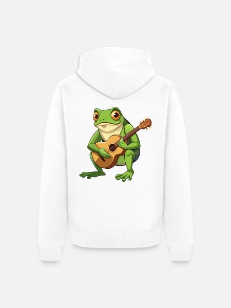 Froschkröte spielt akustische Gitarre - Unisex Premium Bio Zip Hoodie - Weiß