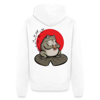 Kröte trinkt Bubble Tea Tuschezeichnung - Unisex Premium Bio Zip Hoodie - Weiß - Hinten - Thijin (182cm)