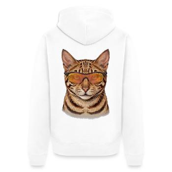 Bengalkatze mit Sonnenbrille lässig - Unisex Premium Bio Zip Hoodie - Weiß - Hinten - Thijin (182cm)