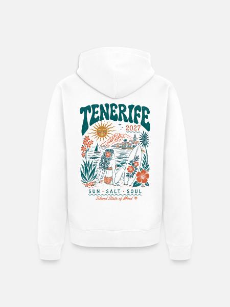 Tenerife Inselreise Surf 2027 - Unisex Premium Bio Zip Hoodie - Weiß