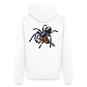 Vogelspinne mit Geige - Unisex Premium Bio Zip Hoodie - Weiß - Hinten - Thijin (182cm)