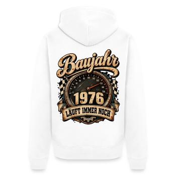 Baujahr 1976 Runder 50. Geburtstag 50 Jahre - Unisex Premium Bio Zip Hoodie - Weiß - Hinten - Thijin (182cm)