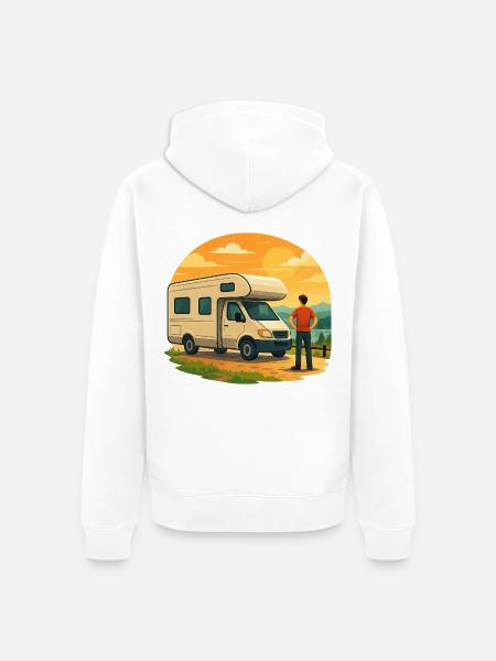 Geschenk zur ersten Tour im Wohnmobil - Unisex Premium Bio Zip Hoodie - Weiß