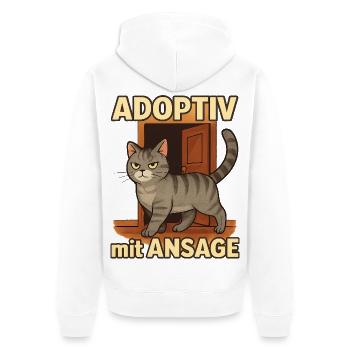 Katze adoptiert: Geschenk zum Einzug daheim - Unisex Premium Bio Zip Hoodie - Weiß - Hinten - Thijin (182cm)