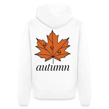 Autumn Herbst Ahornblatt Pilze Natur Damen T-Shirt - Unisex Premium Bio Zip Hoodie - Weiß - Hinten - Thijin (182cm)