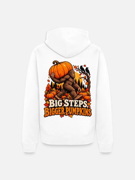 Riesenpfade: Größere Kürbisse Sasquatch - Unisex Premium Bio Zip Hoodie - Weiß
