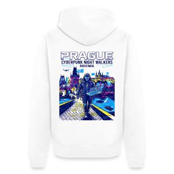 Programmer Prague Cyberpunk Night Walkers Bohemia - Unisex Premium Bio Zip Hoodie - Weiß - Hinten - Thijin (182cm)