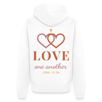 Love One Another – John 13:34 Christian - Unisex Premium Bio Zip Hoodie - Weiß - Hinten - Thijin (182cm)