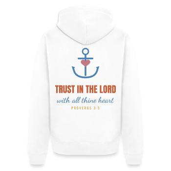 Trust In The Lord – Proverbs 3:5 Christian - Unisex Premium Bio Zip Hoodie - Weiß - Hinten - Thijin (182cm)