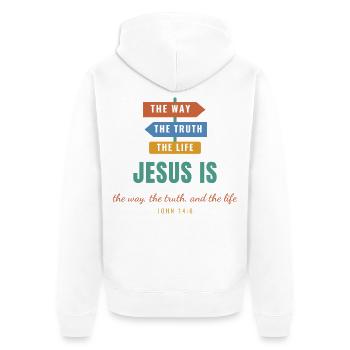 Jesus Is The Way The Truth And The Life - Unisex Premium Bio Zip Hoodie - Weiß - Hinten - Thijin (182cm)