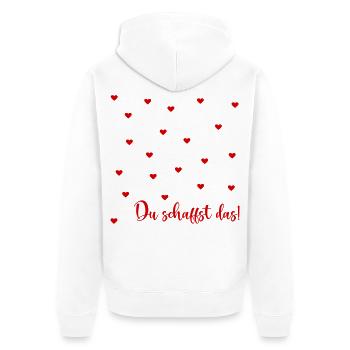 Motivation, Du schaffst das - Unisex Premium Bio Zip Hoodie - Weiß - Hinten - Thijin (182cm)
