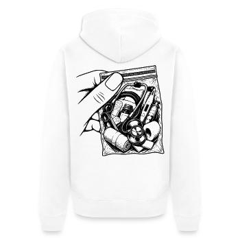 Krankenschwestersucht – Beutel-Stethoskop-Versorgung - Unisex Premium Bio Zip Hoodie - Weiß - Hinten - Thijin (182cm)