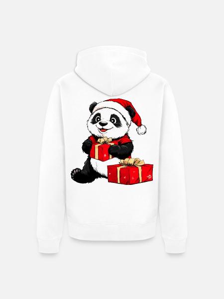 Pandas Weihnachten - Unisex Premium Bio Zip Hoodie - Weiß