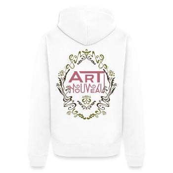 Jugendstil - Unisex Premium Bio Zip Hoodie - Weiß - Hinten - Thijin (182cm)