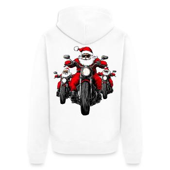 Motorradfahrer Weihnachten / Santa Motorrad - Unisex Premium Bio Zip Hoodie - Weiß - Hinten - Thijin (182cm)