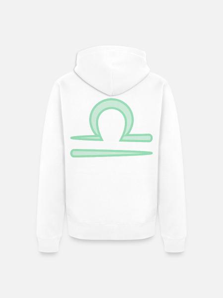 Waagezeichensymbol Pastellgrün - Unisex Premium Bio Zip Hoodie - Weiß