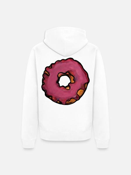 Rosa glasierte Donut-Abstrakte Illustration - Unisex Premium Bio Zip Hoodie - Weiß