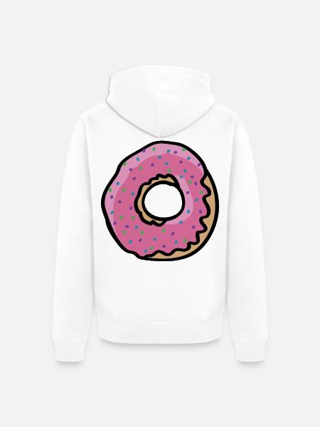 Rosa Donut-Grafik - Unisex Premium Bio Zip Hoodie - Weiß