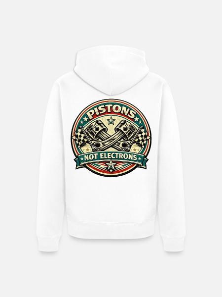 Kolben, keine Elektronen, Schachbrett. - Unisex Premium Bio Zip Hoodie - Weiß