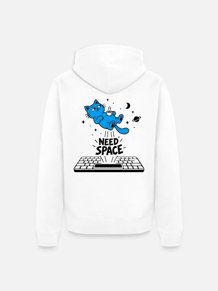 Geek-Humor-Katze – Brauche Abstand - Unisex Premium Bio Zip Hoodie - Weiß
