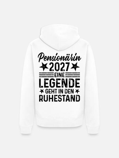 Pensionärin 2027 Legende geht in den Ruhestand - Unisex Premium Bio Zip Hoodie - Weiß