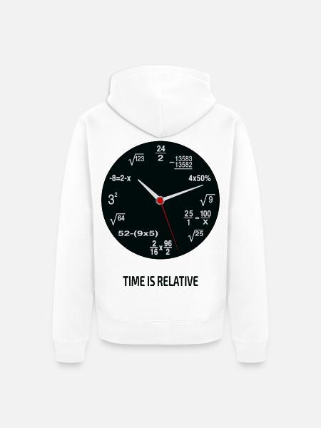 Time Is Relative – Mathe Nerd Uhr - Unisex Premium Bio Zip Hoodie - Weiß