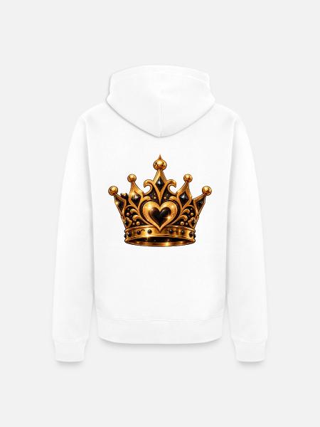 Goldene Kronenherz Ornament - Unisex Premium Bio Zip Hoodie - Weiß