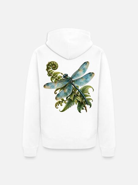 Libelle und Farn - Unisex Premium Bio Zip Hoodie - Weiß