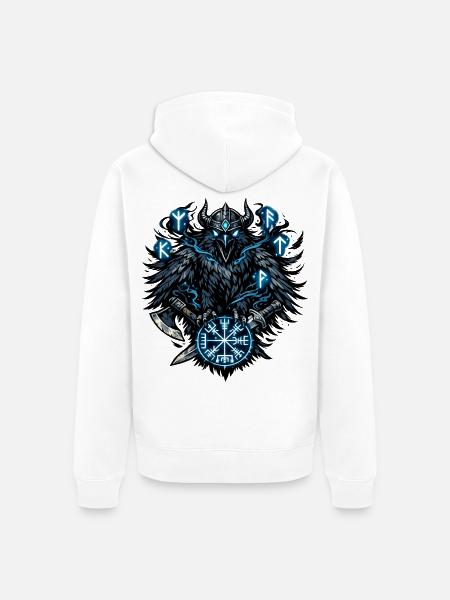 Rabenkrieger der Runenmond - Unisex Premium Bio Zip Hoodie - Weiß