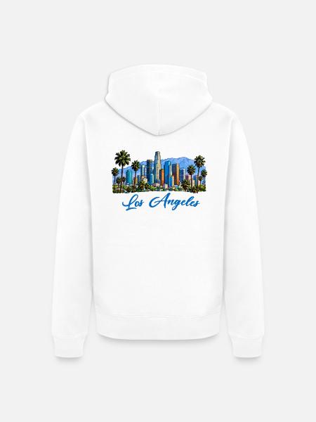 Los Angeles Skyline Palmen Illustration - Unisex Premium Bio Zip Hoodie - Weiß