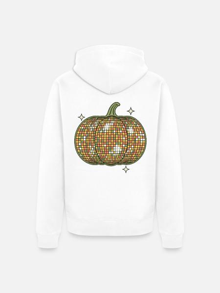 Kürbis als Diskokugel - Unisex Premium Bio Zip Hoodie - Weiß