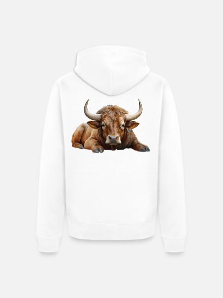 Bulle Kuh Ochse - Unisex Premium Bio Zip Hoodie - Weiß