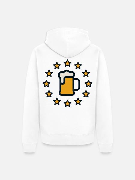 EU Bierkrug Sternenkranz - Unisex Premium Bio Zip Hoodie - Weiß