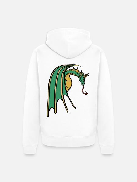 Smaragdgrüner Drachenkamm - Unisex Premium Bio Zip Hoodie - Weiß