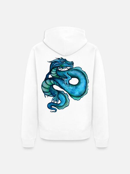 Azurblauer Ozeandrache - Unisex Premium Bio Zip Hoodie - Weiß