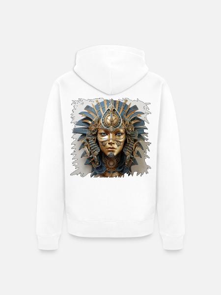 Goldene Maske der Steampunk-Königin Osiris - Unisex Premium Bio Zip Hoodie - Weiß