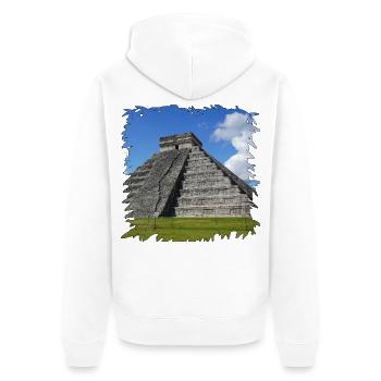 Maya-Pyramide Chichén Itzá im Sonnenlicht - Unisex Premium Bio Zip Hoodie - Weiß - Hinten - Thijin (182cm)