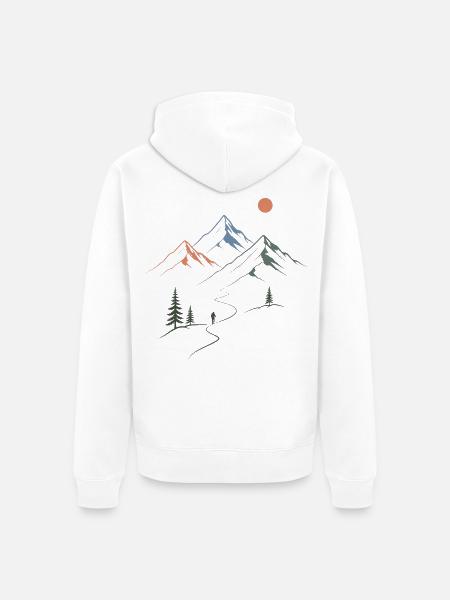 Regenbogenberg-Abenteuer - Unisex Premium Bio Zip Hoodie - Weiß